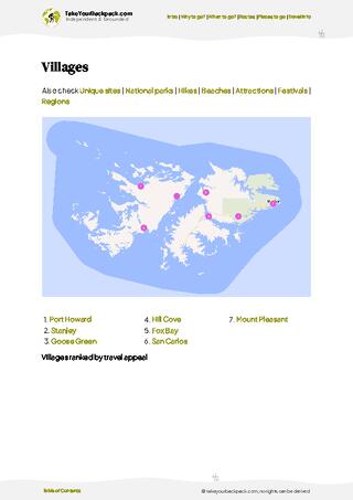 example page 6 from our offline Travel Guide for Falkland Islands